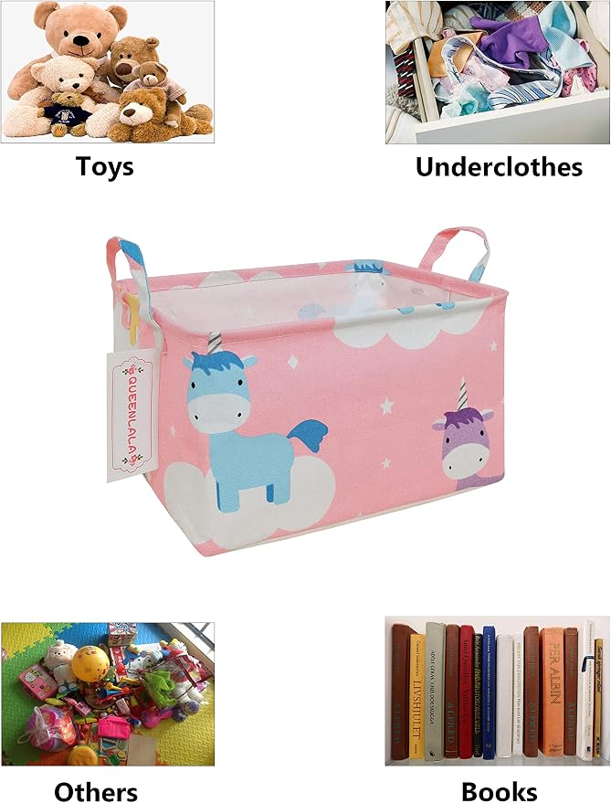 QUEENLALA Rectangular Laundry Hamper/Foldable Nursery Laundry Basket - Image 3