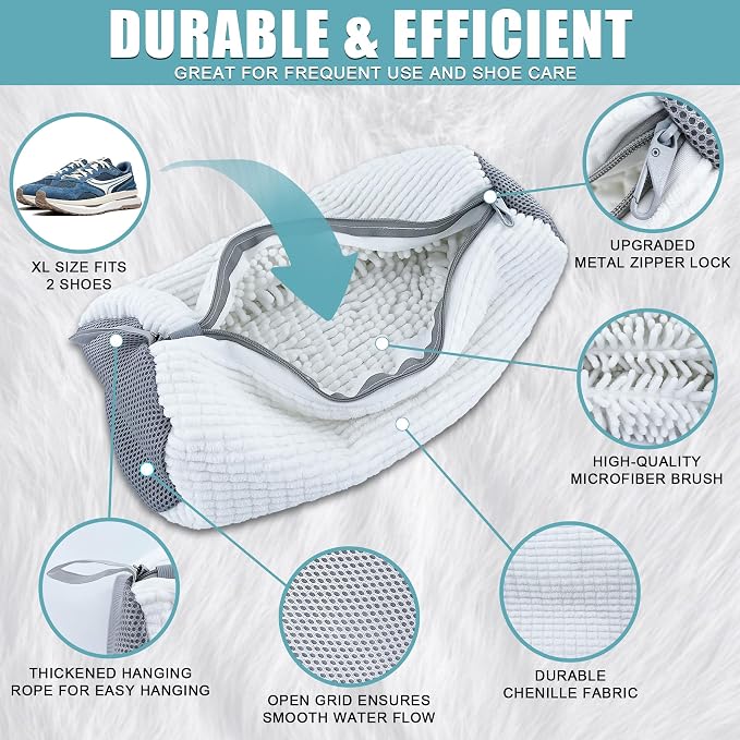 Shoe Washing Machine Bag, 2 Pack – Reusable, Fits All Shoe Types, 360° Deep - Image 3