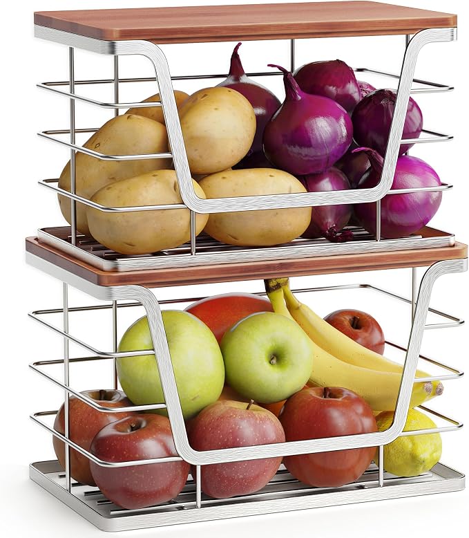 ALOCEO 2 Pack Stackable Storage Bins by ALOCEOWallHooksAdhesive