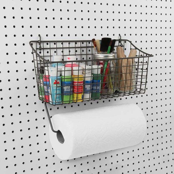 Spectrum Diversified Pegboard/Wall Mount Basket and Paper Towel Holder - Image 4