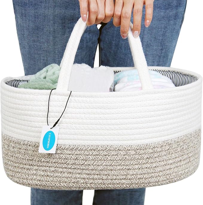 Casaphoria Caddy Organize Woven Hamper Cotton Rope Basket Caddy by Casaphoria