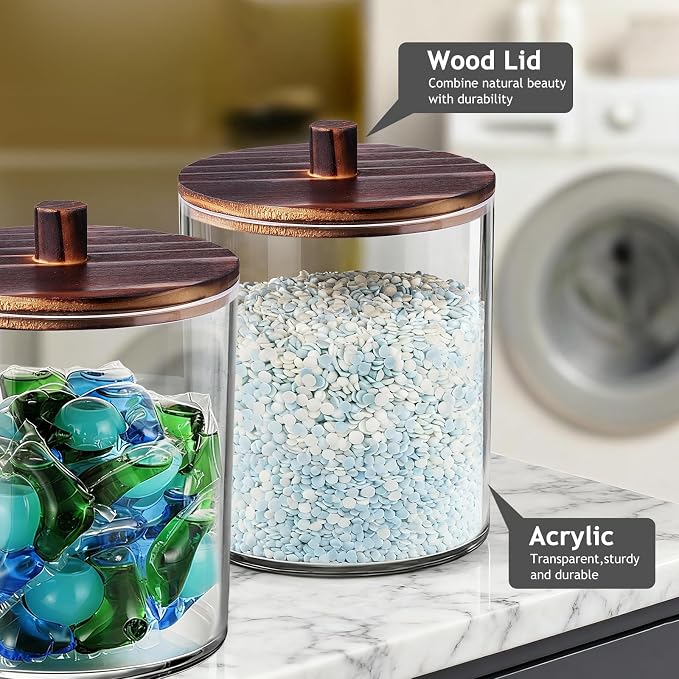 SheeChung 4 Pack 50 Oz Dark Wood Lid Large Apothecary Jar - Image 4