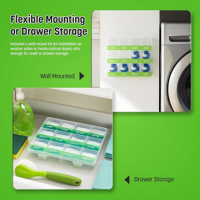 Monthly Reminder Organizer for Cleaning Tablets, 12 Labeled Compartments for - Image 4