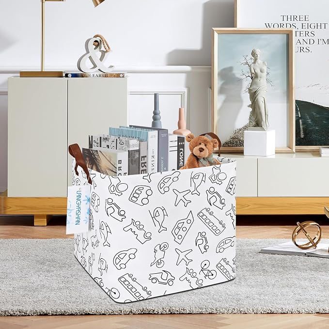 LANGYASHAN Square Storage Baskets Waterproof Canvas Children Laundry Nursery - Image 7