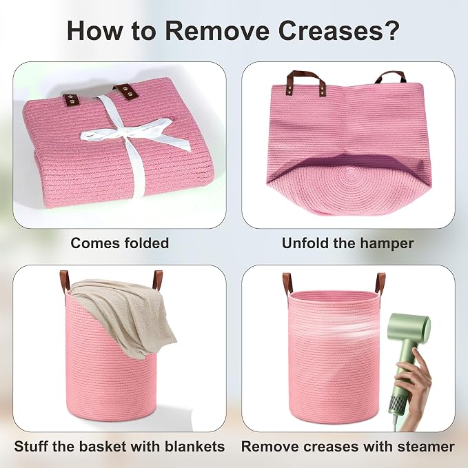 80L Large Rope Basket, Woven Rope Storage Basket - Image 8