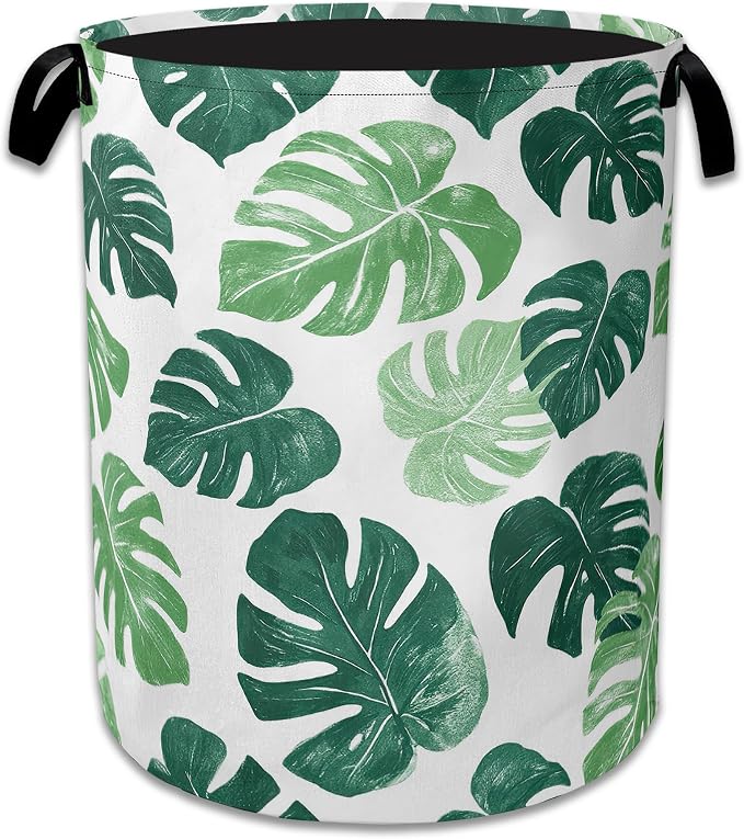 Palm Leaves Laundry Basket Collapsible Laundry Hamper Clothes Toy Storage Bin by NSMNSM