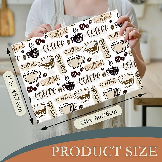 Coffee Dish Drying Mat for Kitchen Counter Decor, Cute Doodle Dish Drying Rack - Image 2