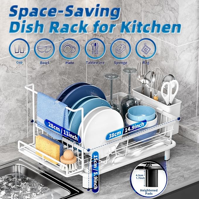 Compact Dish Drying Rack, Dish Drainers - Image 2