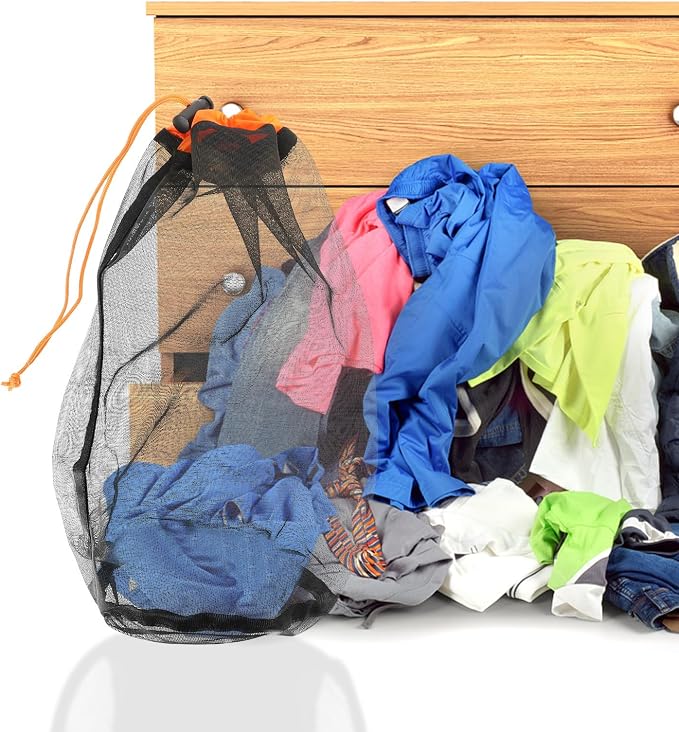 BESPORTBLE 2pcs Drawstring Mesh Travel Bag Clothes Pouch Portable Storage - Image 6