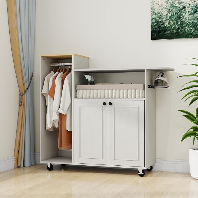 Ironing Cart with Rolling Ironing Board, Compact Ironing Solution - Image 2