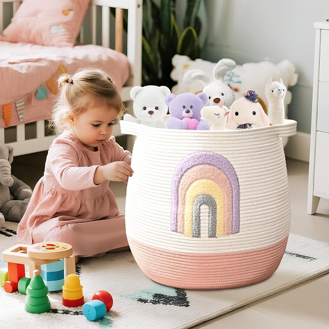 Large Baby Laundry Basket, Rainbow Laundry Hamper - Image 3