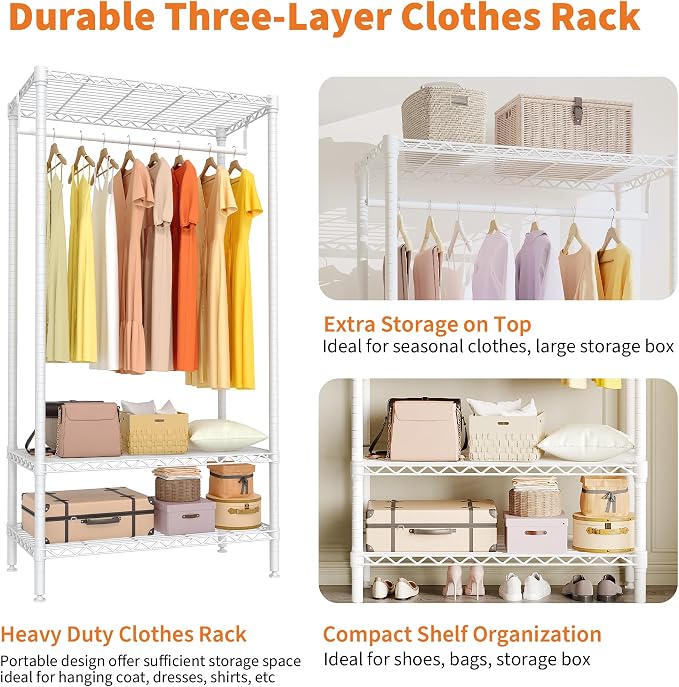 Portable Clothes Rack, Heavy Duty Closet Organizer - Image 4