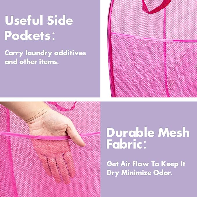 DUCOO Pop Up Hamper, Foldable Mesh Laundry Basket - Image 4