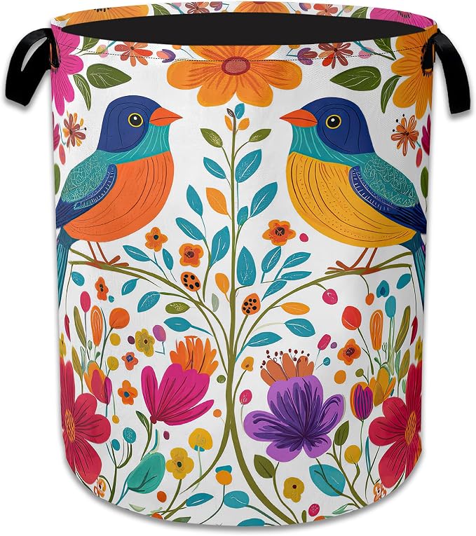 Bird Flower Laundry Basket, Oxford Cloth Mexico Laundry Hamper by Unknown
