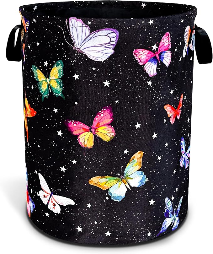 Fantasy Colorful Butterfly Laundry Basket Butterflies Laundry Hamper Foldable by NUTAINLA