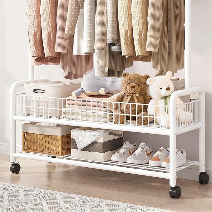 Clothes Rack with Storage Shelves, Heavy - Image 3
