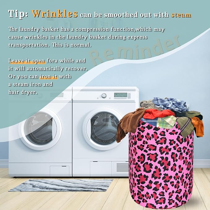 Pink Leopard Print Laundry Hamper Sexy Animal Laundry Basket - Image 6