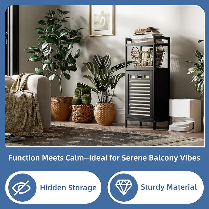 HITNET Tilt Out Laundry Hamper, Bamboo Bathroom Cabinet - Image 5