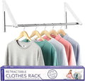 Double Foldable Clothing Rack w/Extension Rod, Wall-Mounted Retractable Clothes by StockYourHome