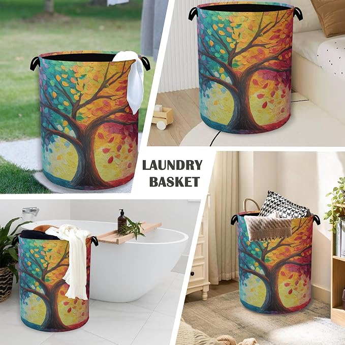 Tree of Life Laundry Basket, Oxford Cloth Laundry Hamper - Image 4