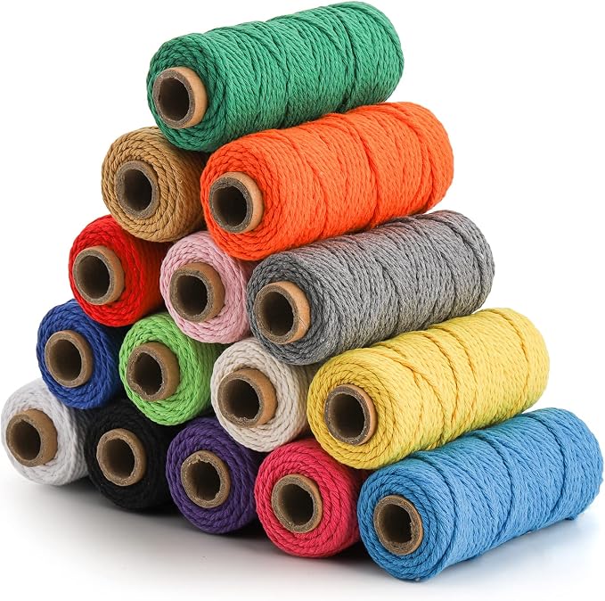 ZEAYEA 15 Rolls Macrame Cord, 2mm x 480 Yards Natural Cotton Twine String Cord - Image 8