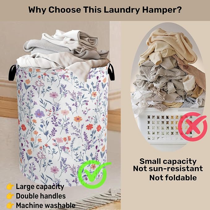 Spring Wildflowers Laundry Basket - Image 3