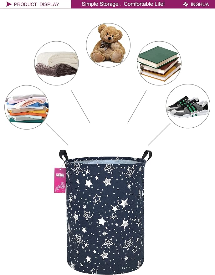 Laundry Hamper Large Canvas Fabric Lightweight Storage Basket/Toy - Image 3
