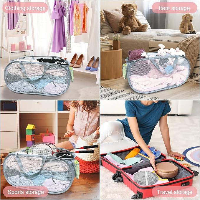 4 PCS Mesh Laundry Hamper, Collapsible Laundry Baskets, 75L Large Foldable - Image 5