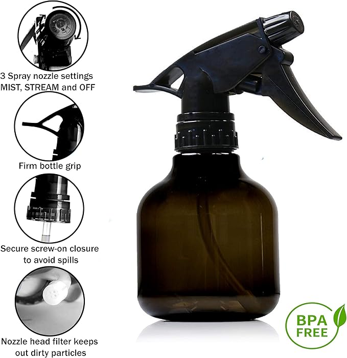 Black Plastic Spray Bottles - 8 Oz - Image 2
