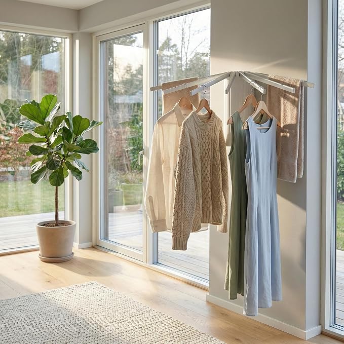 Wall-Mounted Drying Rack Clothing Foldable, Space-Saving Laundry Drying Rack - Image 7