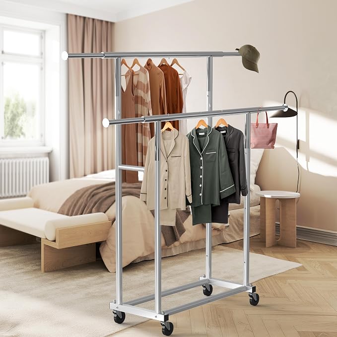 Simple Houseware Standard Double Rod Garment Rack - Image 3