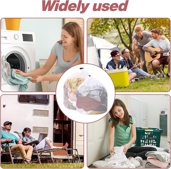 2pcs Mesh Laundry Bags for Socks, Machine Washable Drawstring Design Travel - Image 3