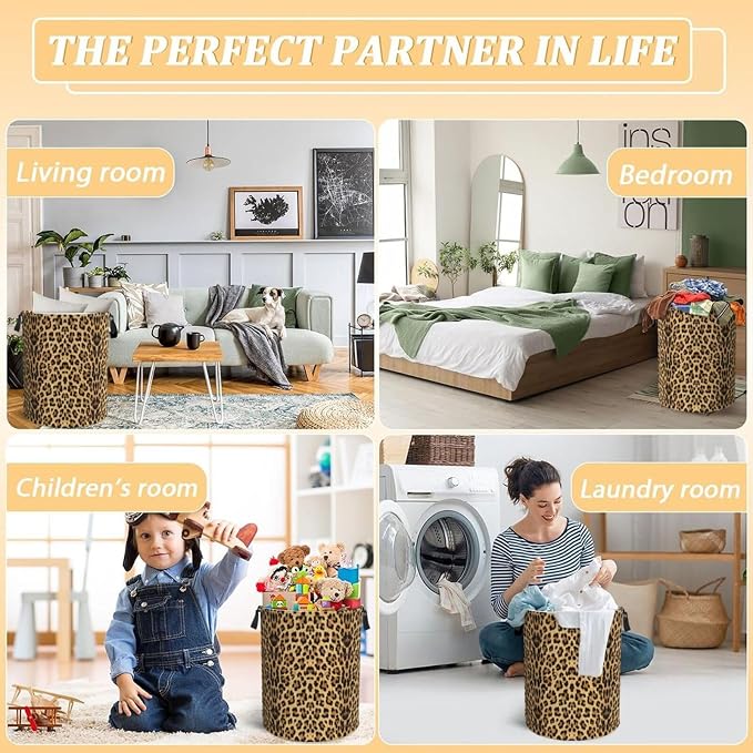 Leopard Print Laundry Hamper Bag - Image 7