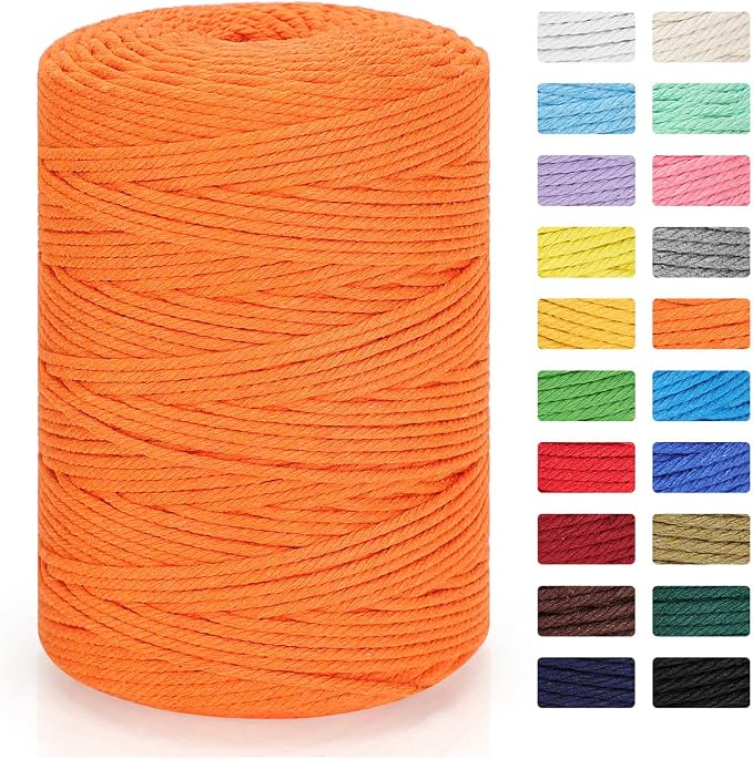 Macrame Cord 3mm x 328yd | 100% Natural Cotton Macrame Rope | 4 Strand Twisted by MacraBoho