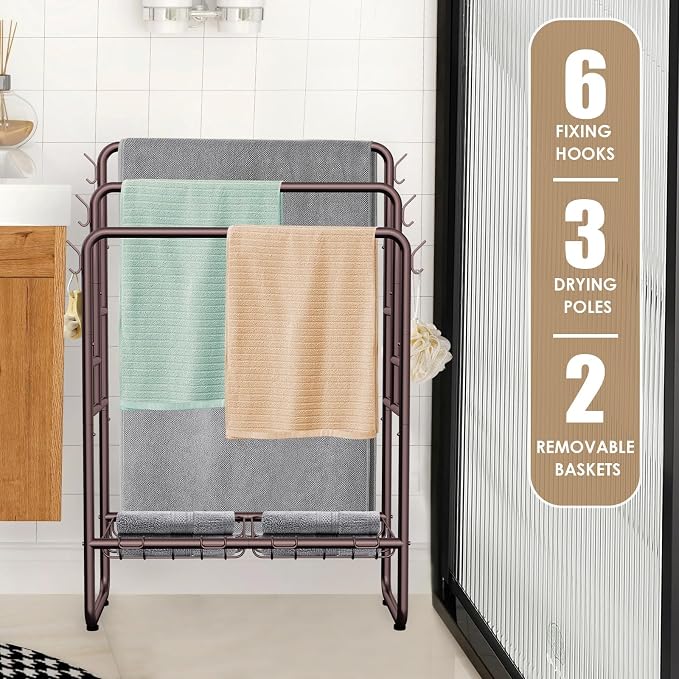 Kayfia 40" Tall Free Standing Towel Racks - Image 4