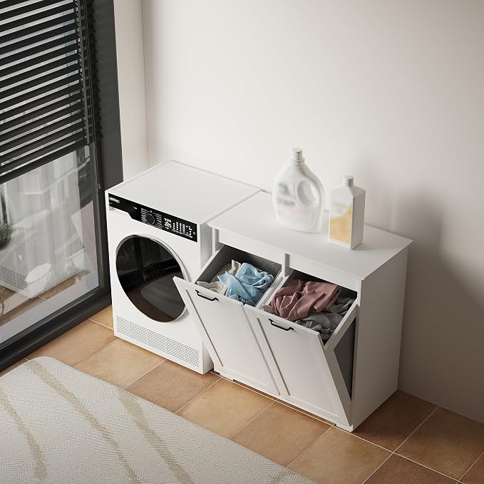 KEIKI Double Tilt Out Laundry Hamper Cabinet, by KEIKI