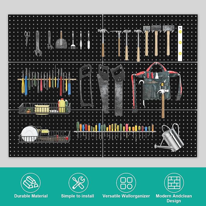 Metal Pegboard Panels, Peg Board Large Black Pegboard Wall Organizer Peg Board - Image 6