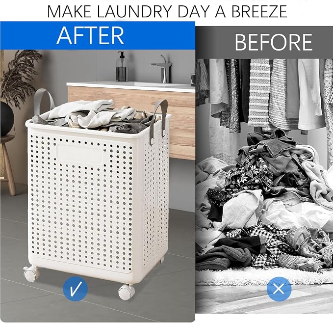 WESAPPINC Collapsible Extral Large Laundry Hamper, Plastic Laundry Basket - Image 3