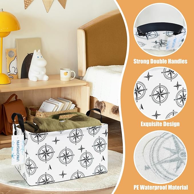 LANGYASHAN Rectangular Storage Bin Collapse Canvas Fabric Cartoon Storage Basket - Image 3