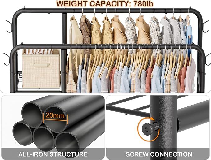 Double Rods Clothes Rack Clothing Rack - Image 5