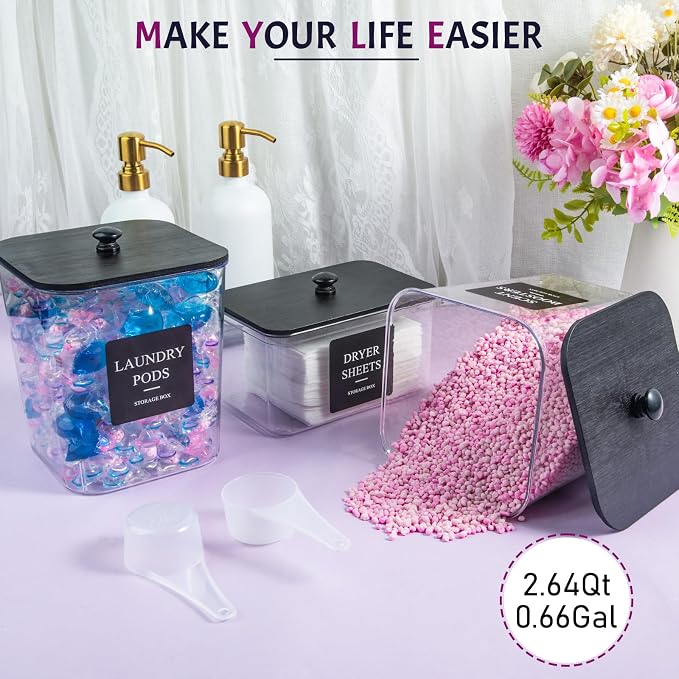 Laundry Pods Container, Large Laundry Detergent Powder Storage Containers Black - Image 5