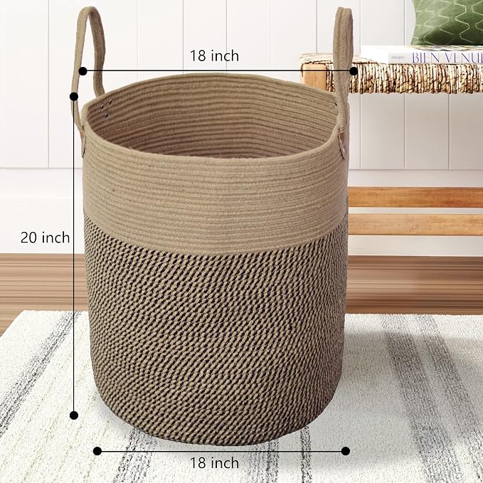 Jute Laundry Hamper Large Woven Rope Storage Basket - Image 2