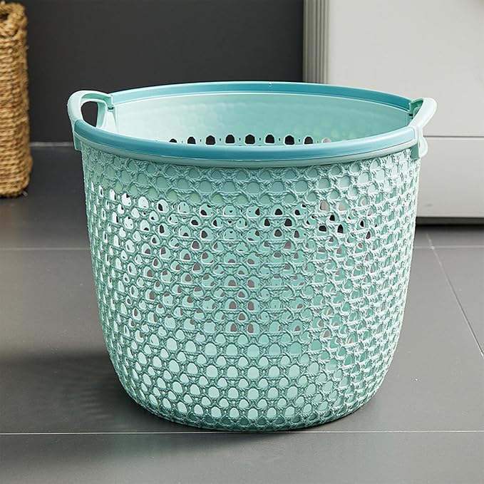 Flexible Laundry Basket with Handles, Portable Round Bin, Plastic Laundry by Unknown