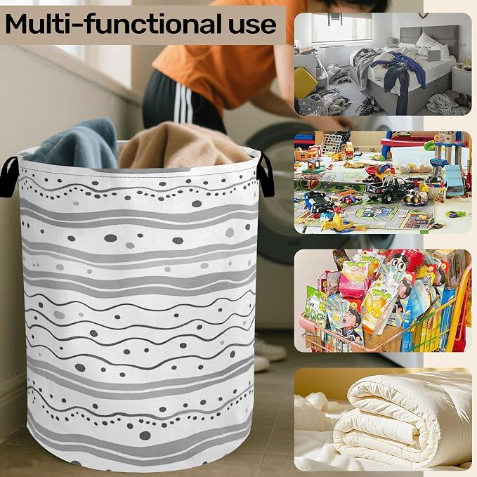 Grey Lines Laundry Basket - Image 6