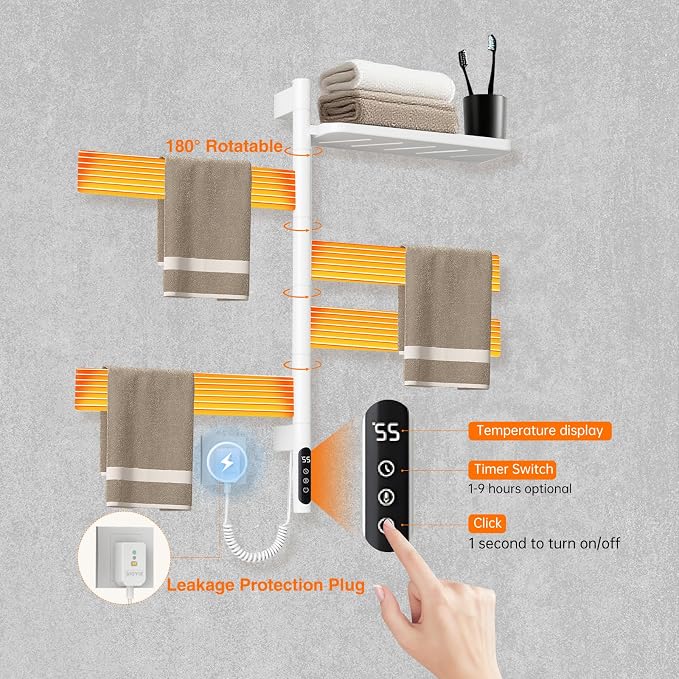 Swivel Heated Towel Rack Electric Towel Warmer - Image 2