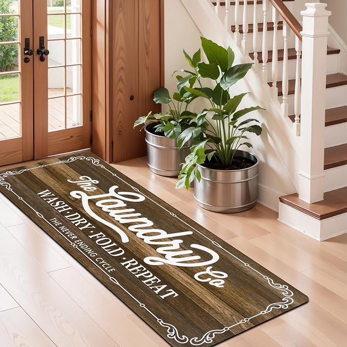 Pauwer Laundry Room Rug Runner 20"x60" Waterproof Rubber Laundry Mat Non Slip - Image 6