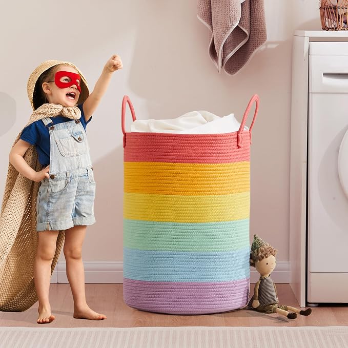 80L Extra Large Rainbow Laundry Hamper Basket - Image 6