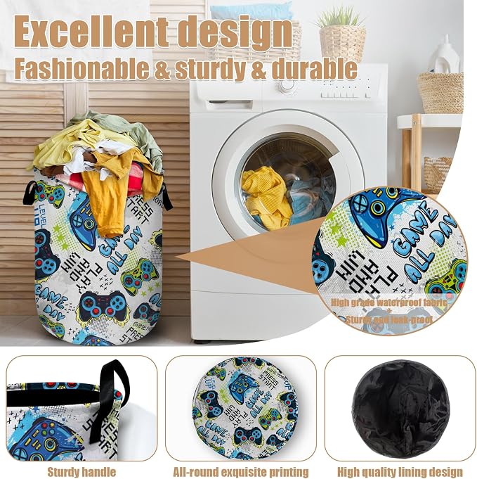 Cool Game Machine Laundry Basket, Colorful Games Laundry Hamper Tote Bag Dirty - Image 4