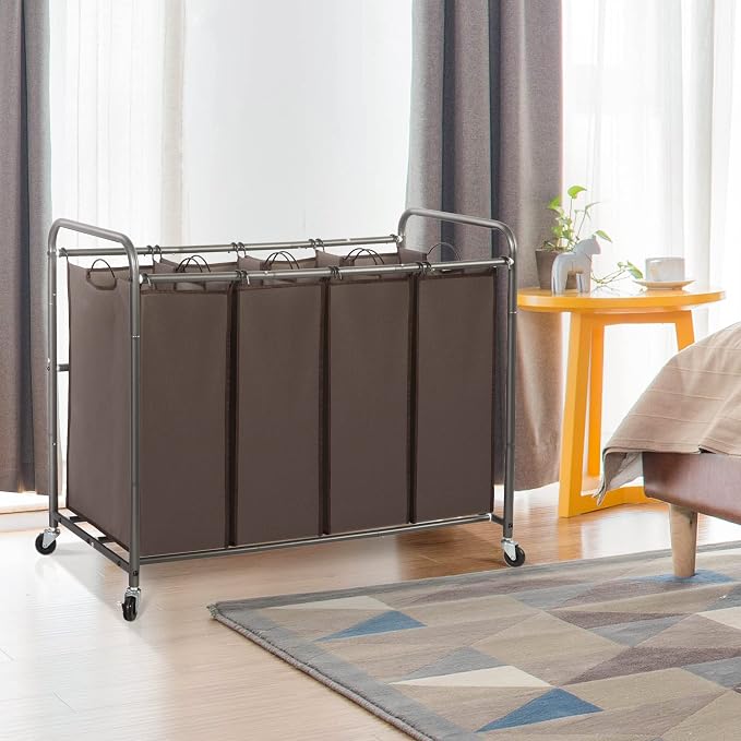 STO STO Laundry Sorter 4 Section, 4 Bag Clothes Hamper, Rolling Laundry Cart - Image 2