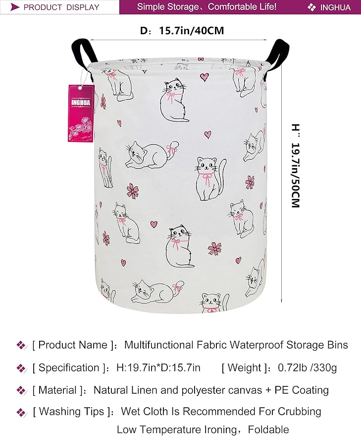 Laundry Hamper Large Canvas Fabric Lightweight Storage Basket/Toy - Image 2